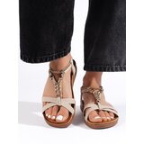 Shelvt Beige women's sandals Cene