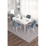 Hanah home trpezarijski set Eva, sto na razvlačenje i 4 stolice, bela ploča, siva tkanina Babyface | Eponuda.com