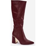 Boto Women's High Heel Boots with Gold Element Bordeaux Alessine | shoptok.hr