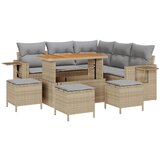 vidaXL Set vrtnih sofa od 9 komada s jastučićima Bež Poli ratan Akacija, Set vrtnih blagovaonica od 4 komada s jastučićima Bež Poli ratan Akacija Cijene