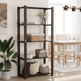 vidaXL Stalak za pohranu s 5 razina crni 80x38x170 cm masivna borovina | shoptok.hr
