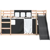 Krevet na kat s toboganom i zavjesama bijelo-crni 80 x 200 cm | Eponuda.com