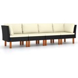 Maison Chic Vrtni kavč - Zunanji kavč štirised z blazinami črn poli ratan, (22043933) | Shoptok.si