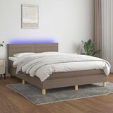  box spring s madracem LED smeđesivi 140x200 cm tkanina | shoptok.hr