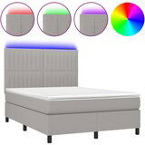 vidaXL Box spring postelja z vzmetnico LED svetlo siva 140x190cm blago, (20900499) | Shoptok.si
