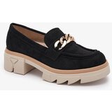 Resti Eco-suede moccasins with gold embellishment in black Zaffix- Footwear | shoptok.hr