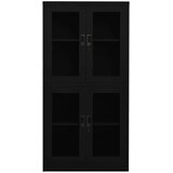 vidaXL Pisarniška omara črna 90x40x180 cm jeklo in kaljeno steklo | Shoptok.si