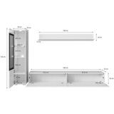 P & B Dnevni Regal Vera, Antracit, Bela, 3-Delno, Led | Shoptok.si
