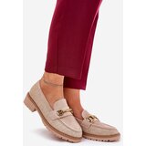 Boto Women’s moccasins with braid and gold detail beige Seffolia | ePonuda.com