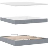 vidaXL Otomanski posteljni okvir z vzmetnicami siv 200x200 cm blago | Shoptok.si