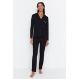 Trendyol Black Embroidered Knitted Pajamas Set | Shoptok.si