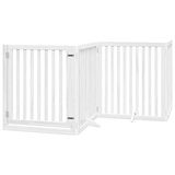 vidaXL Ograda za pse z vrati zložljiva 4 paneli bela 320 cm topolovina | Shoptok.si