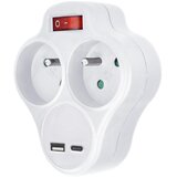 solight P99USBC - razdelna utičnica sa USB-A i USB-C punjačem i prekidačem, 2x10 A, bela | Eponuda.com