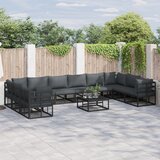vidaXL Vrtna sedežna garnitura 10 pcs Črna 423 x 213 x 71 cm Aluminij | Shoptok.si
