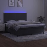 Krevet box spring s madracem LED tamnosivi 180x200 cm baršun | Eponuda.com