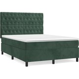 vidaXL Box spring postelja z vzmetnico temno zelena 140x200 | Shoptok.si