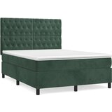 vidaXL Krevet s oprugama i madracem tamnozeleni 140x200 cm baršunasti | shoptok.hr