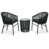 vidaXL Bistro garnitura z blazinami 3-delna PVC ratan črna Cene