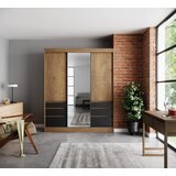 ADRK Drsna omara z ogledalom HAIDAR 180 cm - HRAST LEFKAS-RNA | Shoptok.si