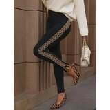Fenzy Elegantne Tajice Od Umjetne Kože S Geometrijskim Uzorkom Margaretta, Crno-Srebrne | shoptok.hr