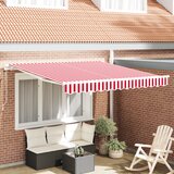 vidaXL ročna retraktibilna tenda rdeča in bela črta 350x250 cm | Shoptok.si