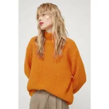 Bruuns Bazaar Volnen pulover ženski, oranžna barva