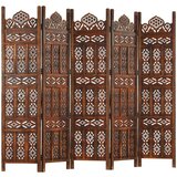 vidaXL Ročno izrezljan paravan 5-delni rjav 200x165 cm trden mangov les | Shoptok.si