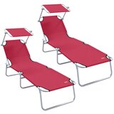vidaXL Sklopive Ležaljke 2 kom s Baldahinom Crveno 600D Oxford Tkanina | shoptok.hr