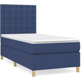 Krevet s oprugama i madracem plavi 90 x 190 cm od tkanine | shoptok.hr