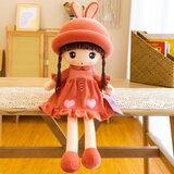 Plišana krpena lutka u crvenoj haljini sa pletenicama Rabbit - 45 cm | shoptok.hr