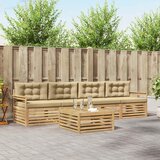  Set vanjskih sofa 5 pcs Bijela i bež Čvrsto drvo akacije | shoptok.hr