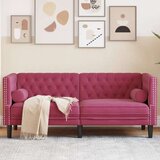  Kavč chesterfield z vzglavniki dvosed vinsko rdeč žamet | Shoptok.si