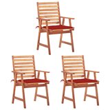 Maison Chic Vrtni jedilni stoli - Stol za vrt 3 kosi z blazinami trden akacijev les JS346, (21877736) | Shoptok.si