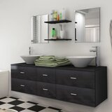 Furnova Komplet kopalniškega pohištva 9-delni z umivalnikom in pipo črn, (21945213) | Shoptok.si