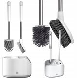  Set od dvije silikonske antibakterijske WC četke sa stalkom 42 cm bijele boje u
