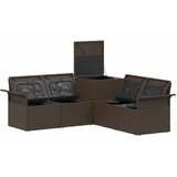  Set sofe 5 kom. Smeđa i crvena Poli Rattan i čelik | shoptok.hr
