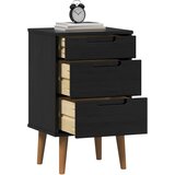  Noćni ormar s ladicama Crna 40 x 35 x 65 cm Masivna borovina | Eponuda.com