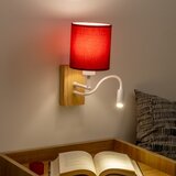  Brilagi-LED Zidna lampa NUBILA WOOD 1xE27/25W/230V+LED/3W hrast/pompejska crvena | Eponuda.com
