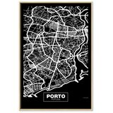  Slika - Negative Map: Porto (1 Part) Vertical 40x60 U prirodnom drvenom okviru | shoptok.hr