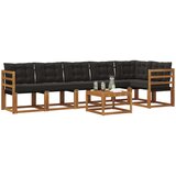  Set vanjskih sofa 7 kom. Prirodna i crna | shoptok.hr