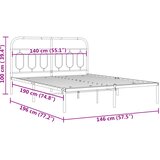  Metalni okvir za krevet s uzglavljem bijeli 140 x 190 cm | shoptok.hr