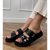 Gemre Black women's slides with decorative buckles Fetta | Shoptok.si