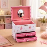 Škatla za nakit z glasbeno škatlo, balerina, ogledalo, predali | Shoptok.si