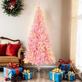 vidaXL Umetna božična drevesa z LED lučmi Roza 180 cm PVC Cene