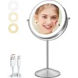 20 cm LED kozmetično ogledalo z 1x/10x povečavo