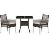 vidaXL 3 delni set vrtnia jedilna garnitura rjava polirattan | Shoptok.si