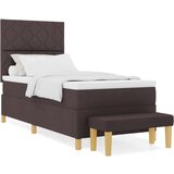 vidaXL Krevet s kutijom opruga i madracem tamnosmeđi 100x200 cm tkanina | shoptok.hr