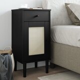 vidaXL Noćni ormarić SENJA izgled ratana crni 40x35x80 cm od borovine | shoptok.hr
