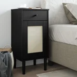 vidaXL Noćni ormarić SENJA izgled ratana crni 40x35x80 cm od borovine