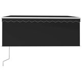 vidaXL Avtomatska tenda s senčilom LED + senzor 3,5x2,5 m antracitna | Shoptok.si